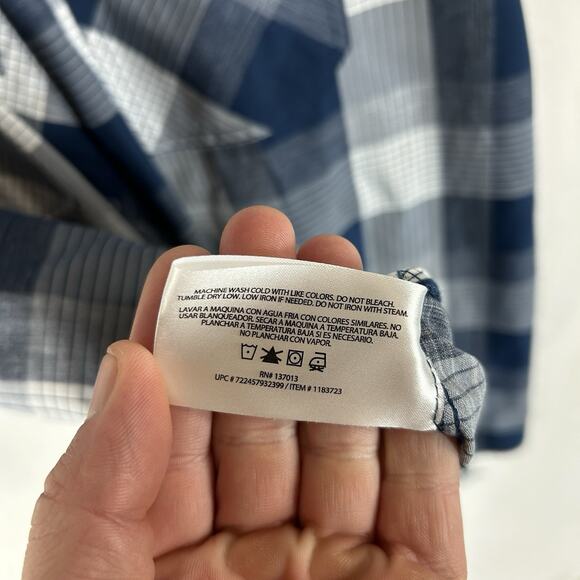 Orvis Tech Shirt Mens XXL Blue Plaid Classic Fit Short Sleeve Collared Button-Up - Picture 5 of 10